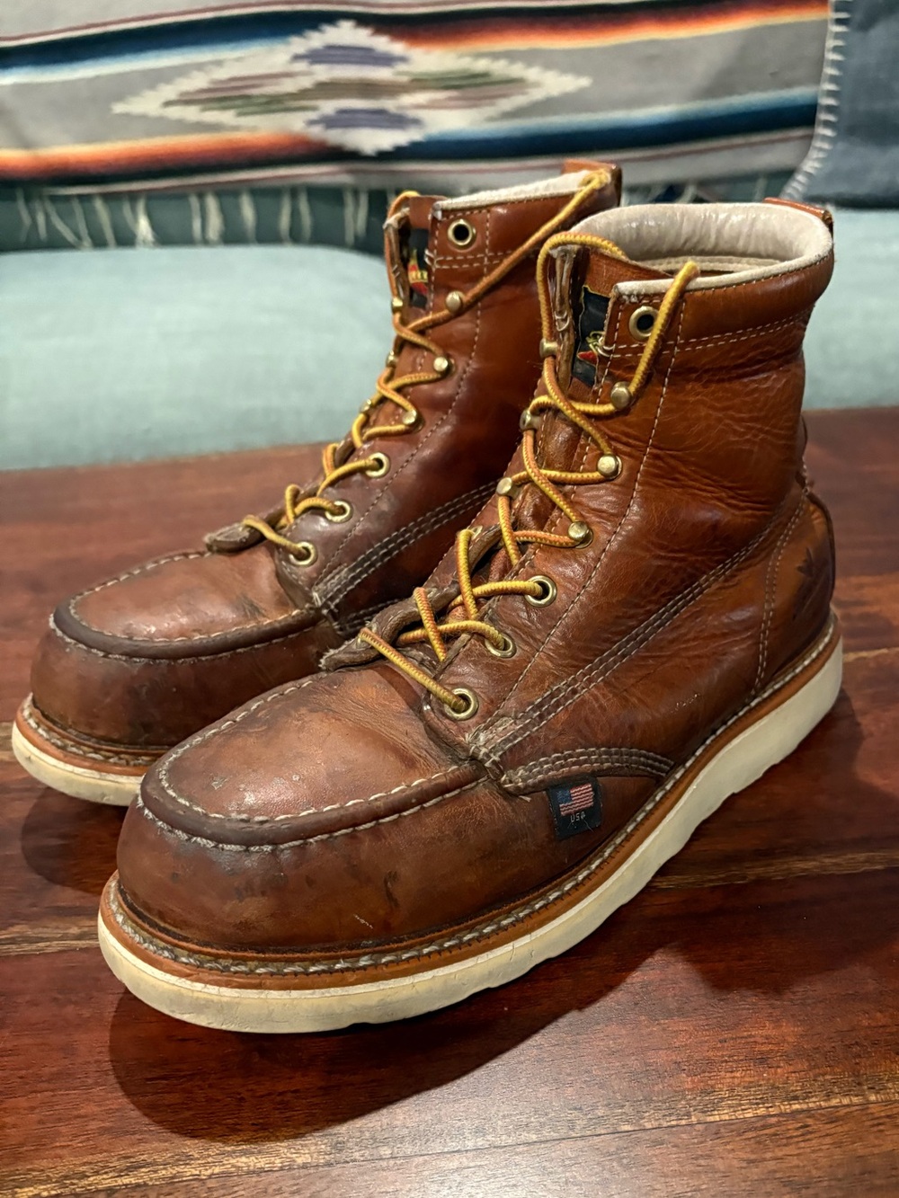 Thorogood American Heritage “Tobacco” Leather Moc-Toe Work Boots with Steel Toe